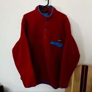 PATAGONIA Men's Red Blue Synchilla Button Sweater XL
